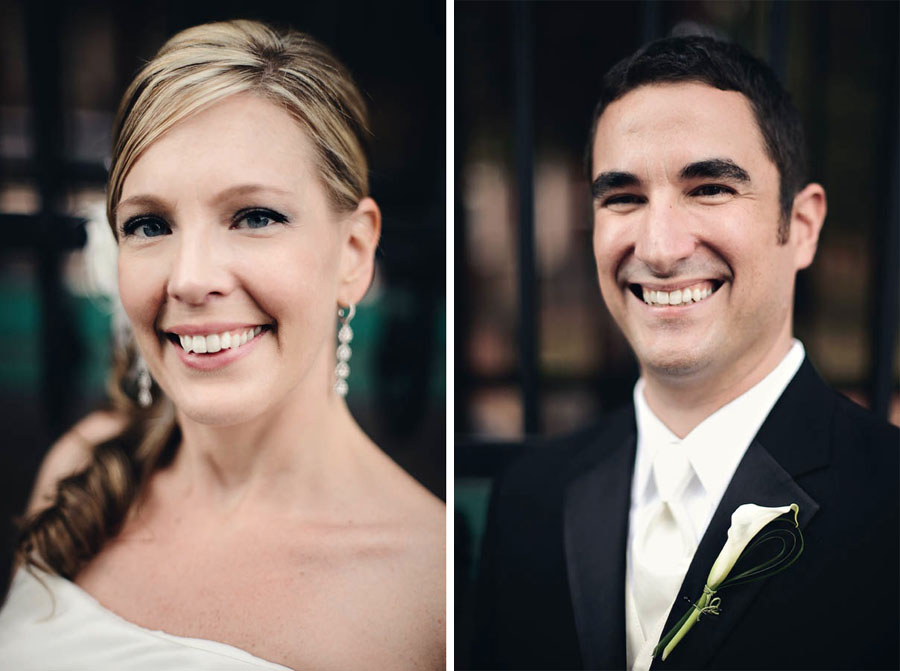18 Aaron and Maggie share a tender moment, smiling at each other in the doorway of a chapel with soft natural lighting.
