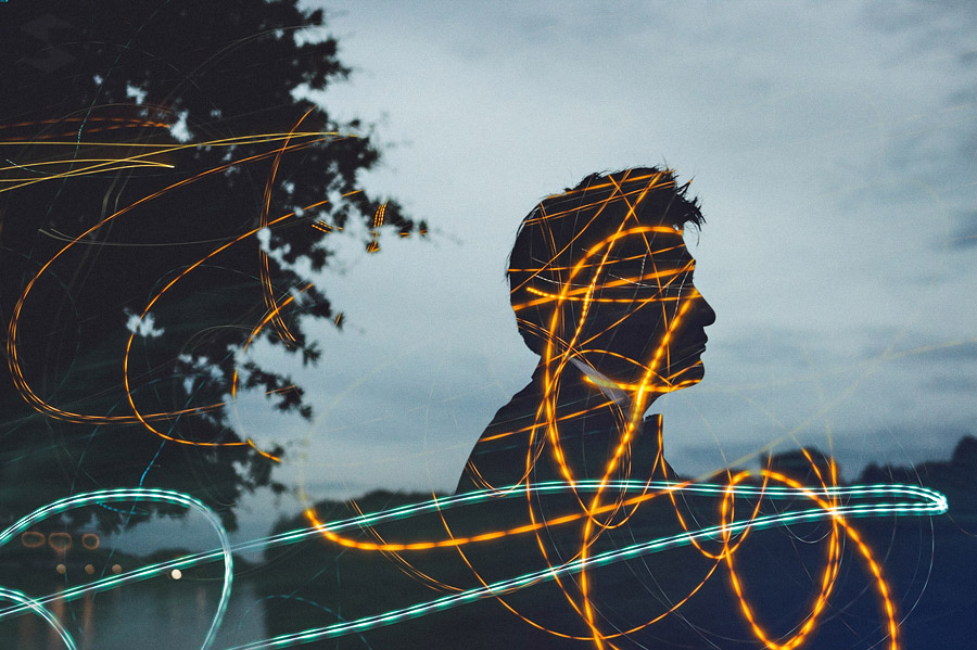 creative wedding photo of groom in washington dc