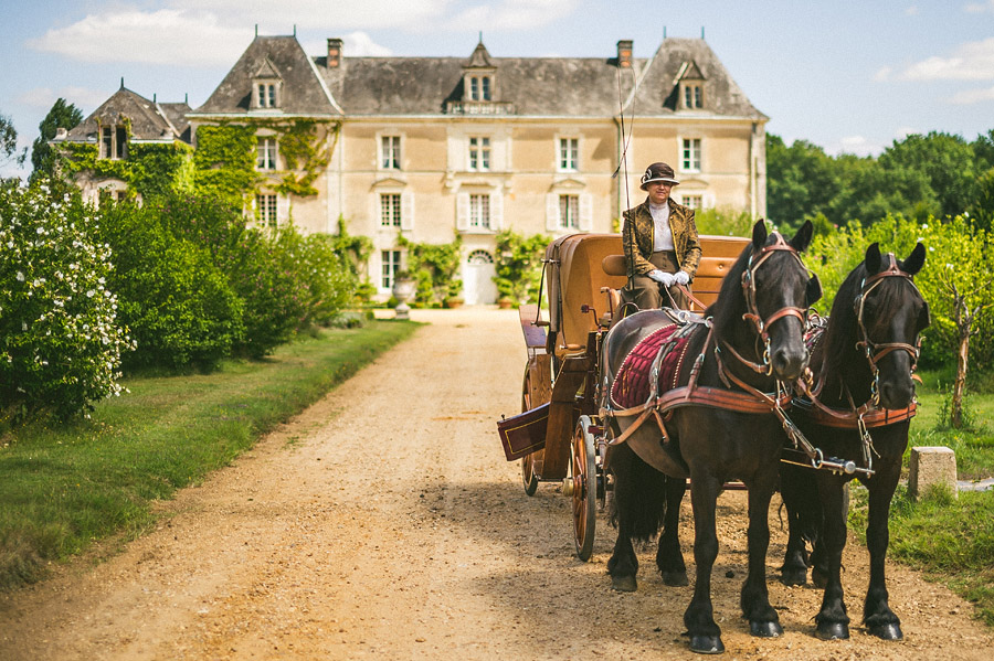horse and carriage wedding in france