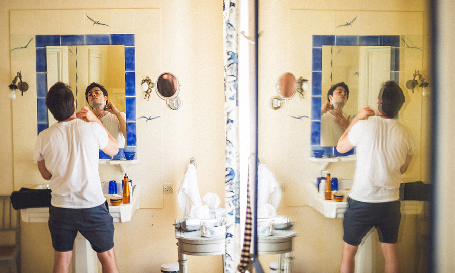 groom getting ready shaving