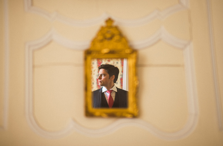 creative portrait of groom in france