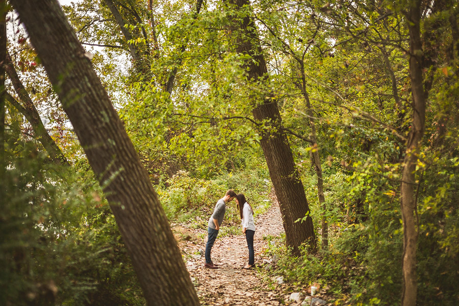 luke and julia being funny in the woods