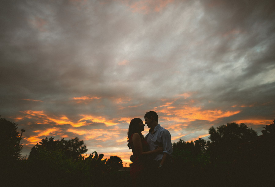 incredible sunset during engagement session