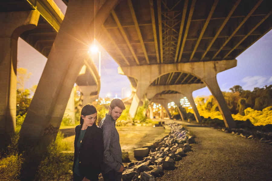bridge in virginia at night couple portrait