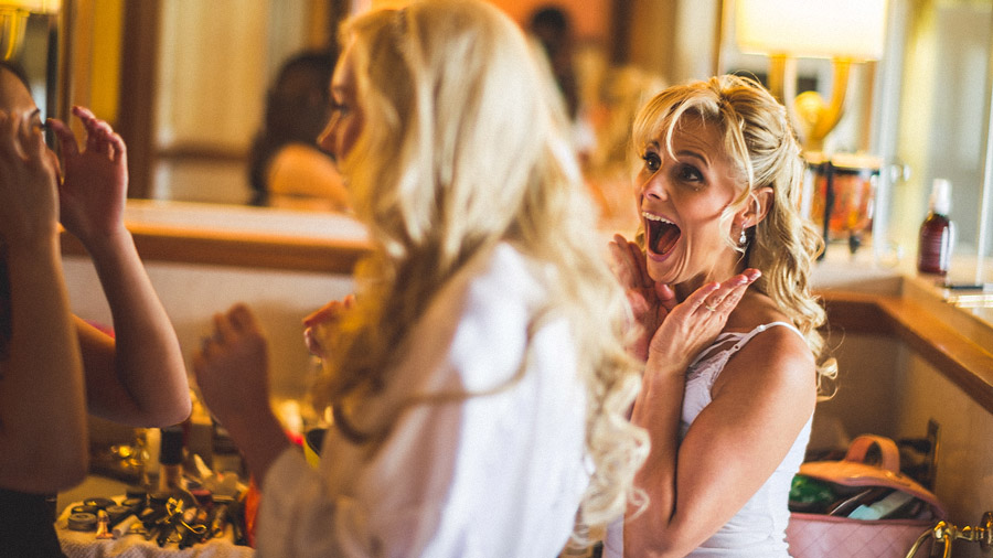 brides friend very happy