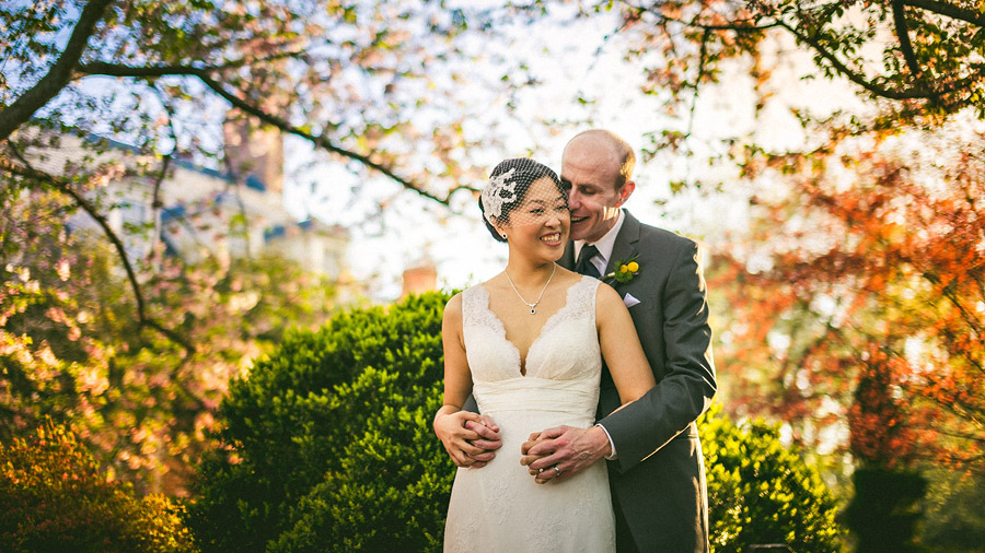 fall time bride and groom portrait