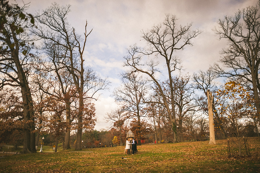 wide shot of druid hill park elopment ceremony