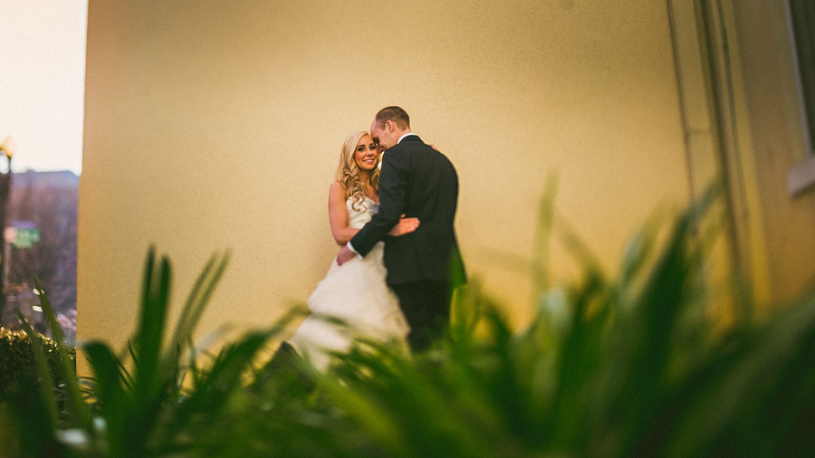 bride and groom portraits in downtown wedding
