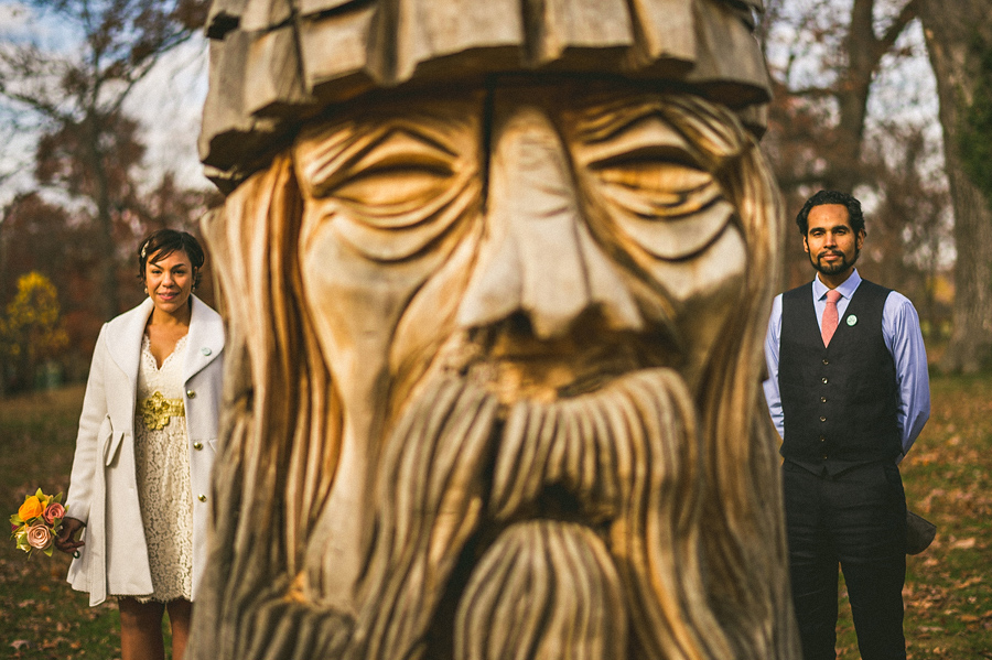 bride and groom with druid