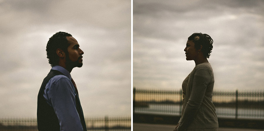 dramatic portrait of bride and groom
