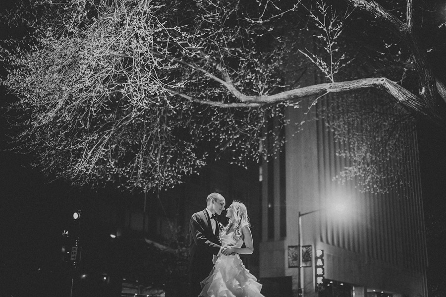 night time portraits with bride and groom