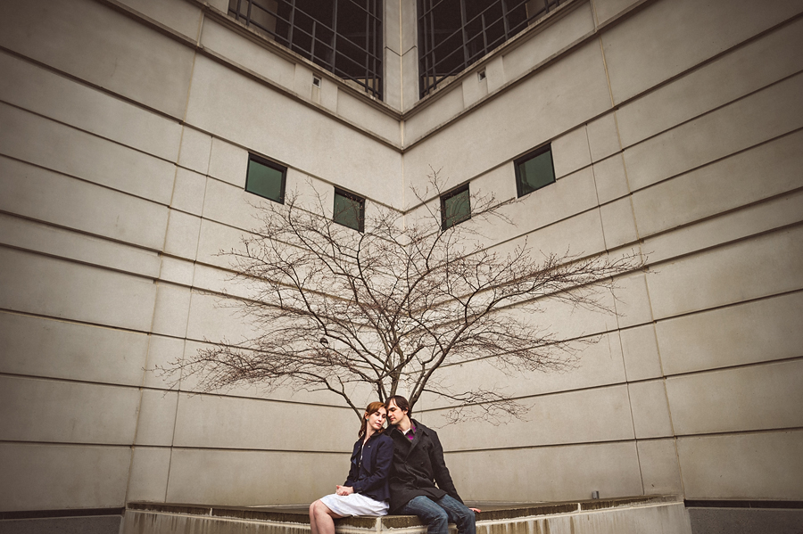 awesome tree during rainy engagement session