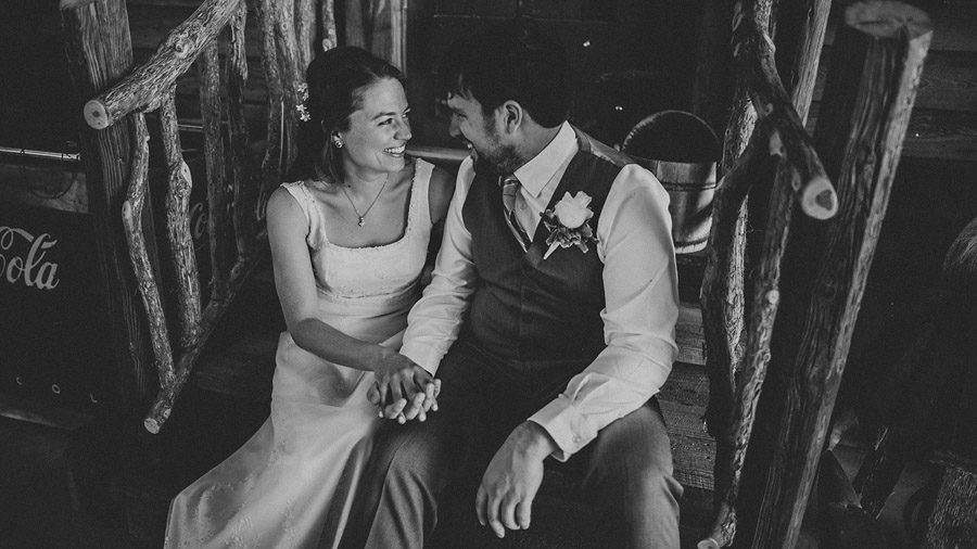 bride and groom sitting together