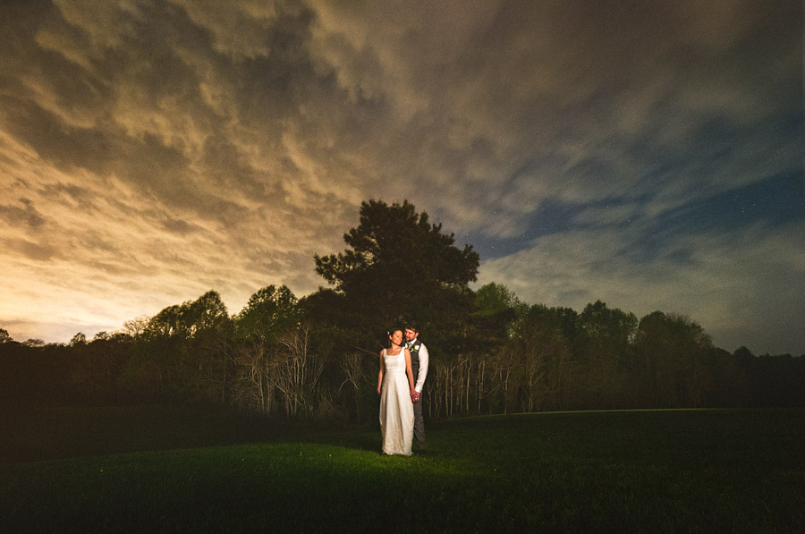 night time portrait light painting outdoors