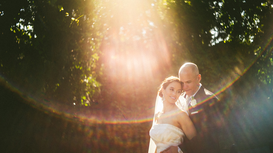 beautiful flare for wedding portrait
