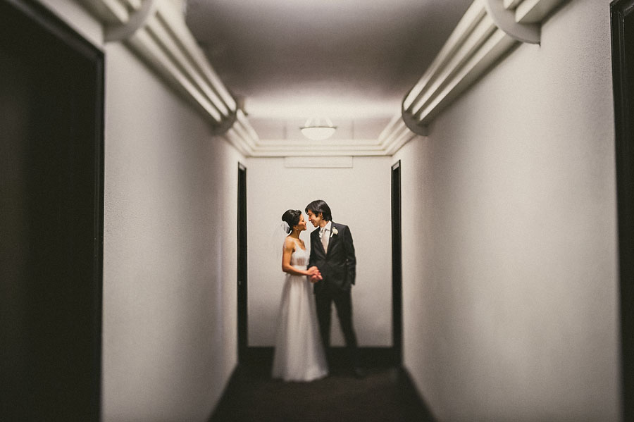 creative bride and groom portrait