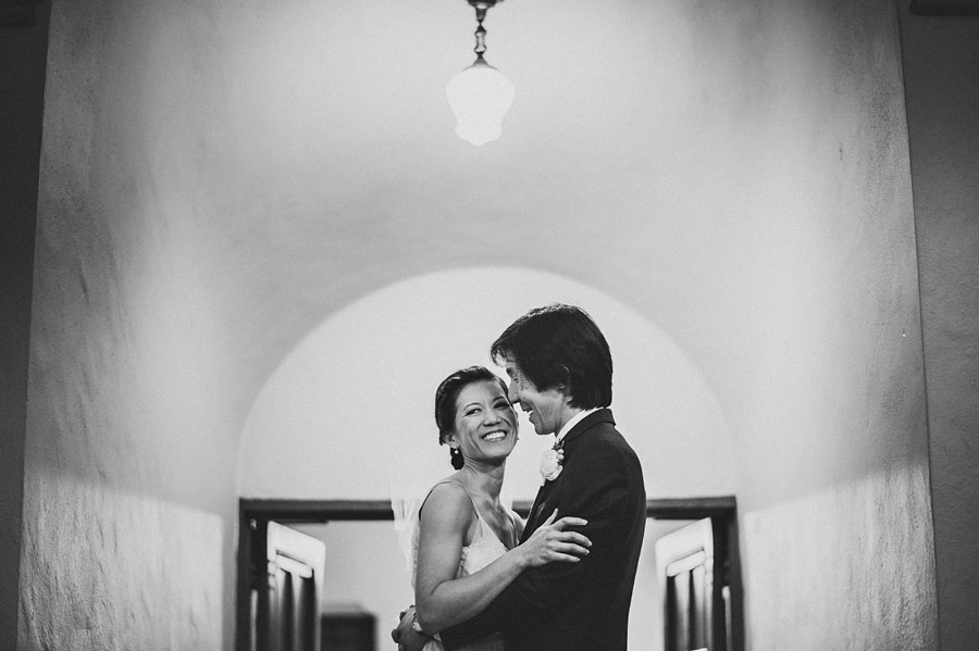 laughing couple in love on wedding day