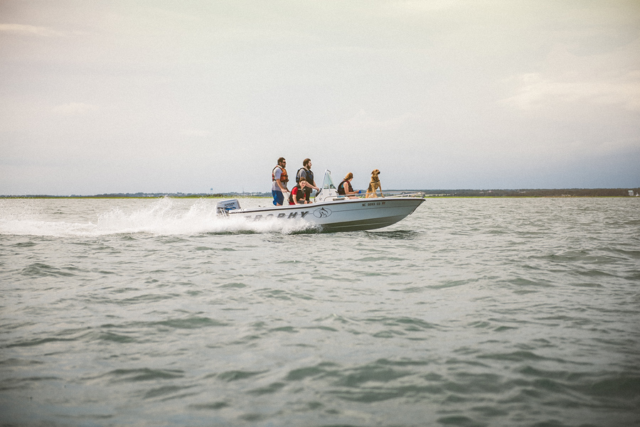 family on a speedboat