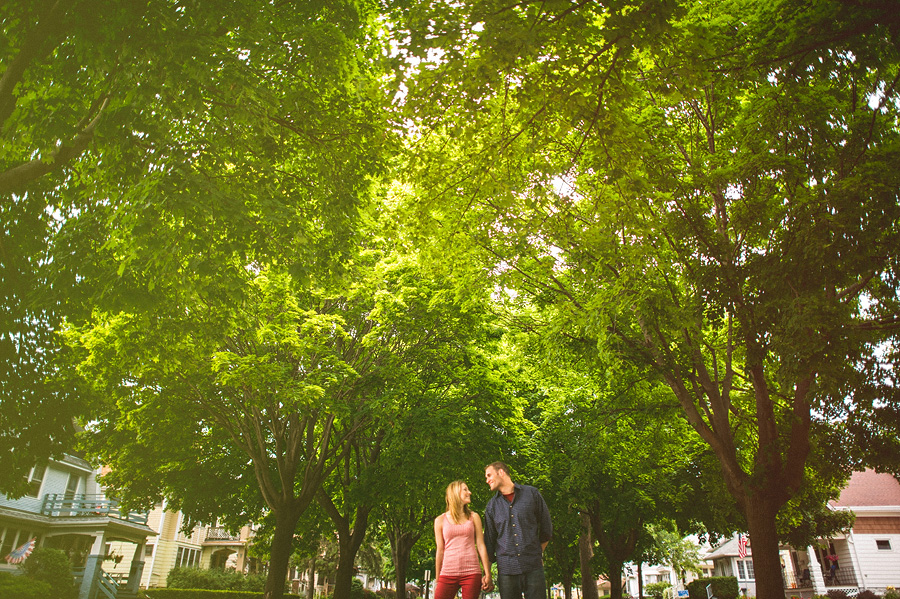 couple walking around neighborhood
