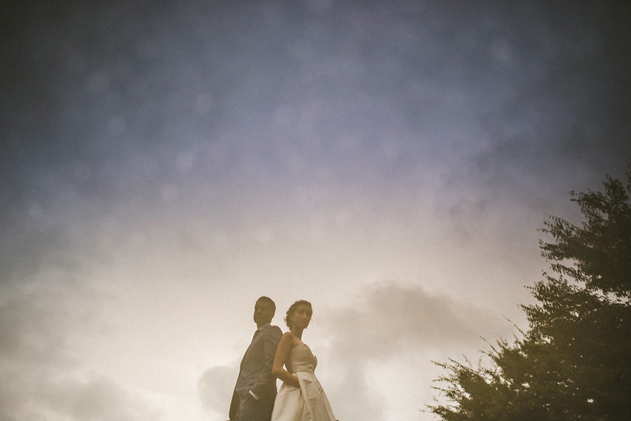 dramatic wedding photos of bride and groom