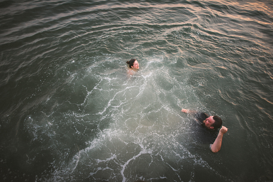 jumping into the water