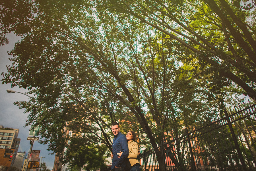 nyc wedding couple laughing in the street