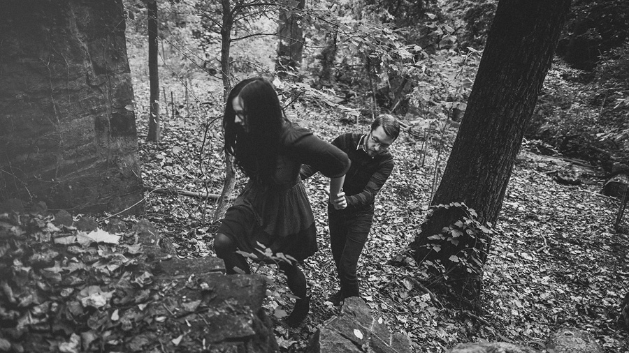 hiking in the woods