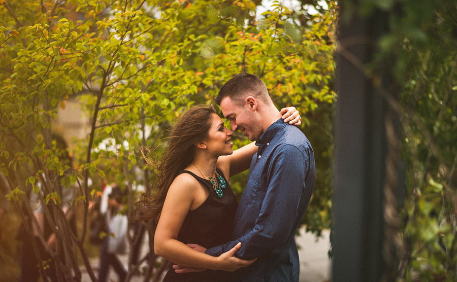 loving couple smiling at nyc highline