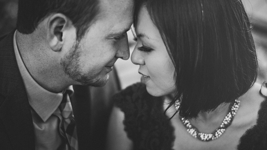 black and white loving moment