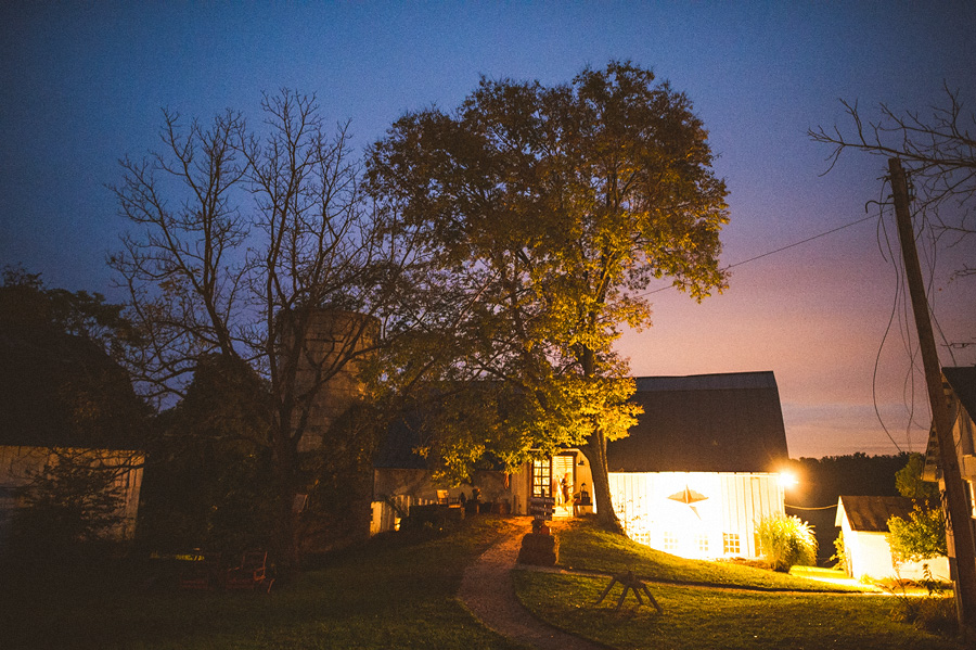 night photo of wedding reception venue