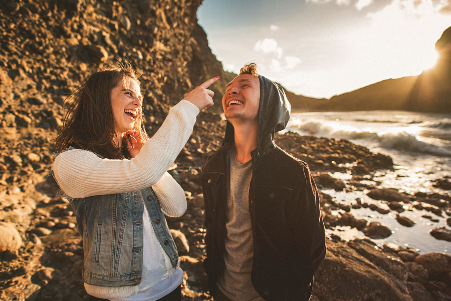 happy couple laughing together
