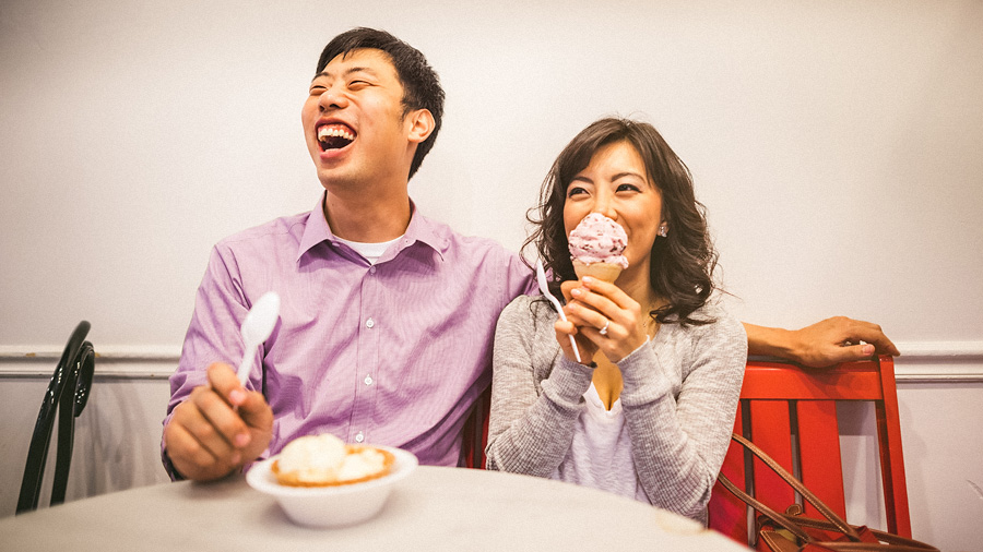 23 couple with ice cream during engagement session couple with ice cream during engagement session