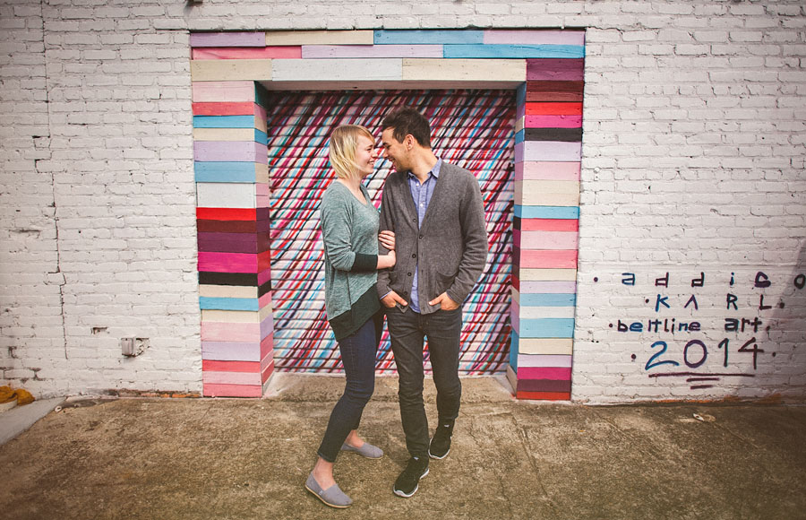 couple in love walking and laughing