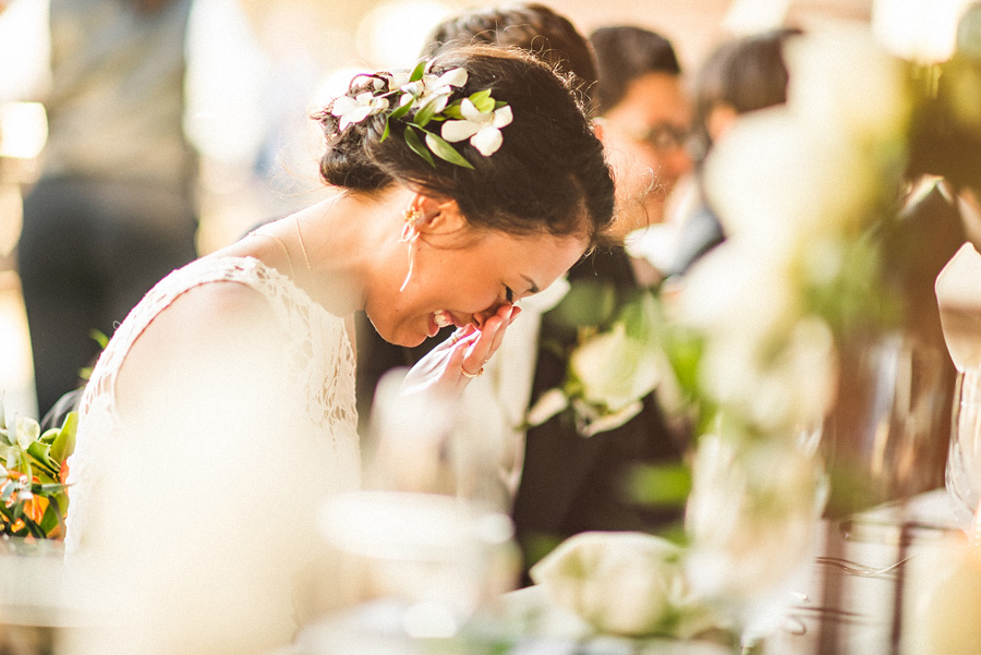 candid of bride crying