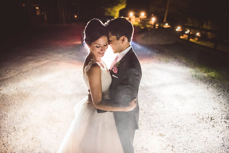 night photos with wedding couple