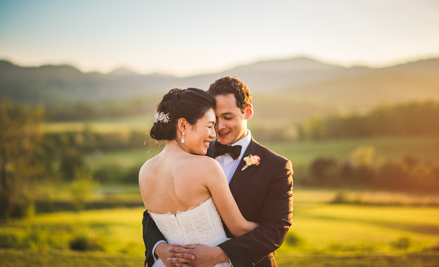 creative portrait of bride and groom
