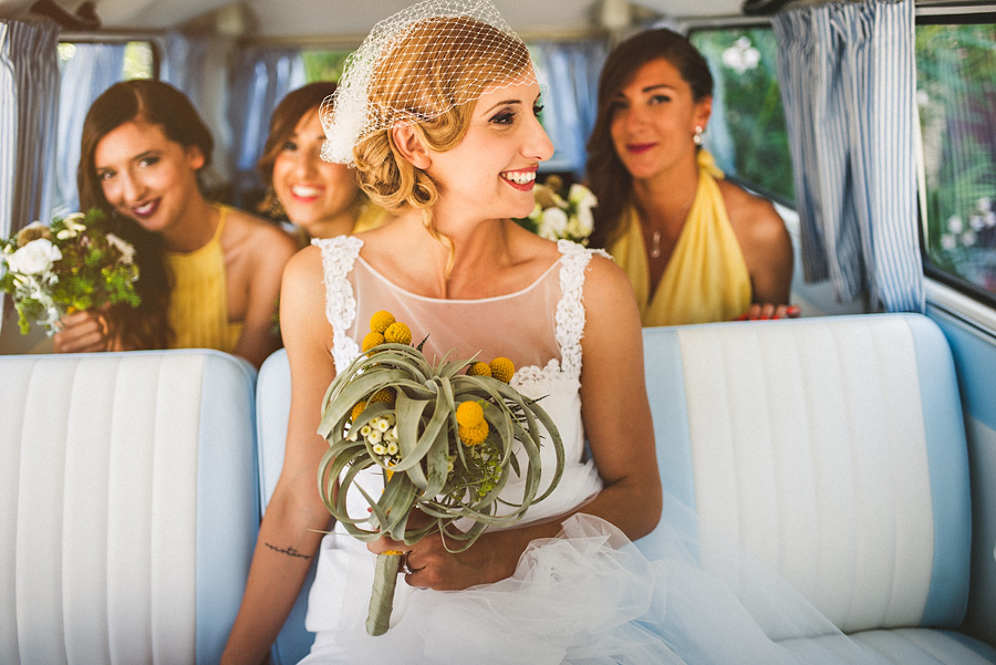 portrait of a bride with her bridesmaids