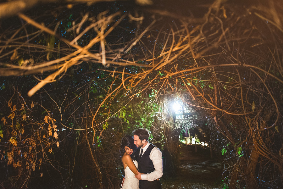 night portrait of bride and groom in mankin mansion