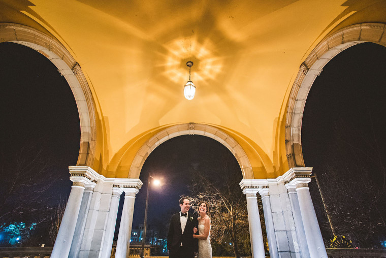 17 wide angle wedding portrait at night