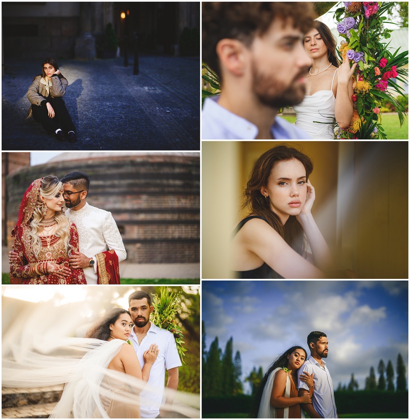 Review of Nikon Z9 featuring a collage of six diverse romantic couples in various settings, including urban backdrops and natural landscapes.