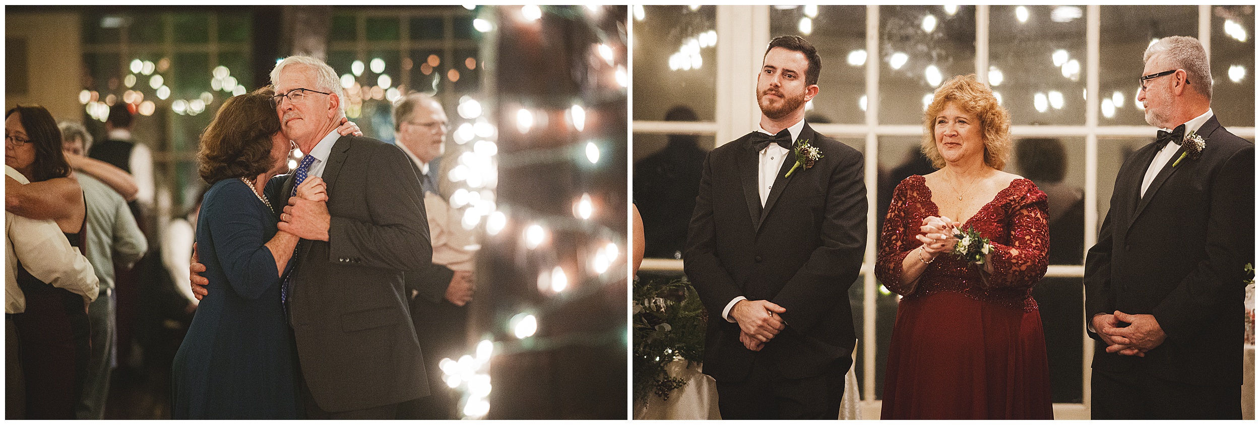 Two side-by-side images: on the left, an older couple dancing gracefully; on the right, a group of people standing together indoors, including a man in a tuxedo and a woman in a red dress. Auto Draft visible.
