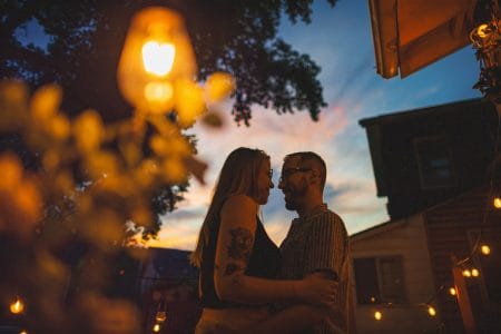 Golden Hour to Neon Lit Home Engagement Session in DC